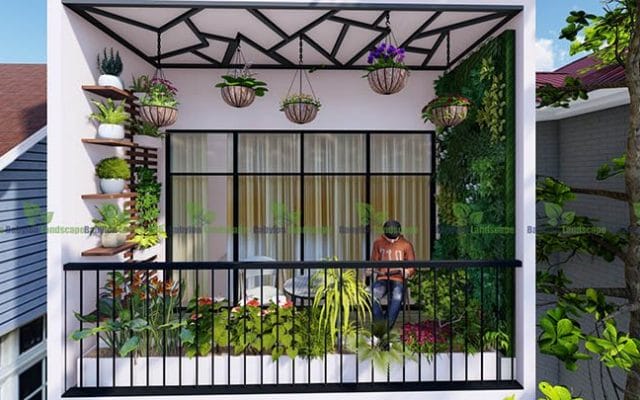Điểm xanh tươi mát cho khu vực ban công 