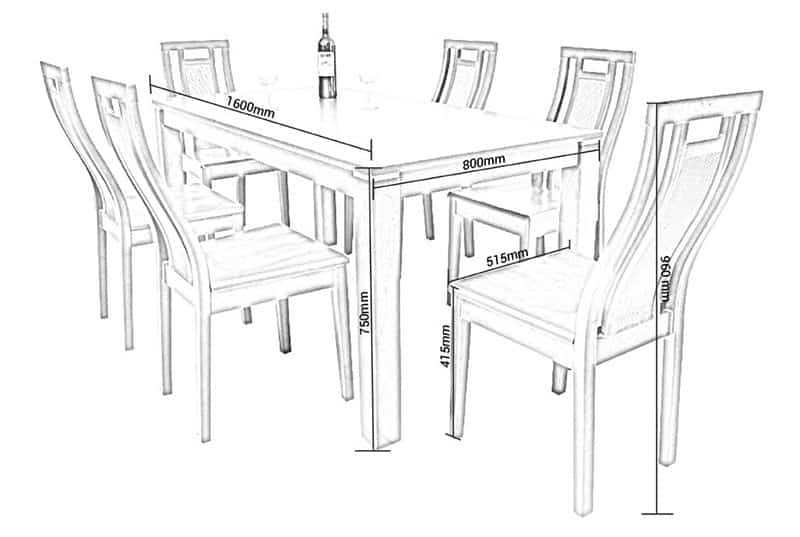 Kích thước bàn ghế ăn tiêu chuẩn